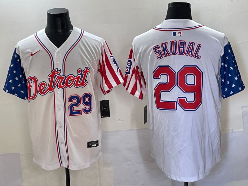 Men Detroit Tigers #29 Skubal White a generation of national flags Jointly Name 2025 Nike MLB Jersey style 8->los angeles dodgers->MLB Jersey